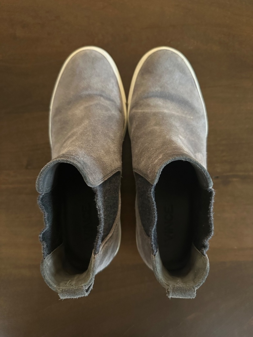 Vince High Top Sneakers Suede Slip On Ankle Boots Shoes Grey Women's Sz 7 / 37.5 - Picture 10 of 11